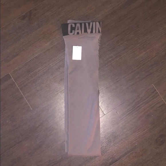 Calvin Klein Soft Gray Sheer Style Leggings, NWT - Picture 2 of 4